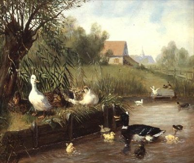 Canards sur la rive - Carl Jutz