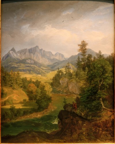 Paysage de montagne avec rivière près de Berchtesgaden - Carl Rottmann