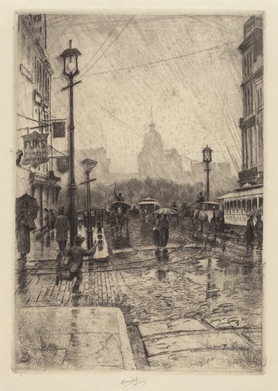 Jour de pluie, Broadway - Charles Frederick William Mielatz