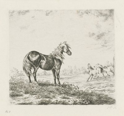 Paysage avec trois chevaux - Christiaan Wilhelmus Moorrees