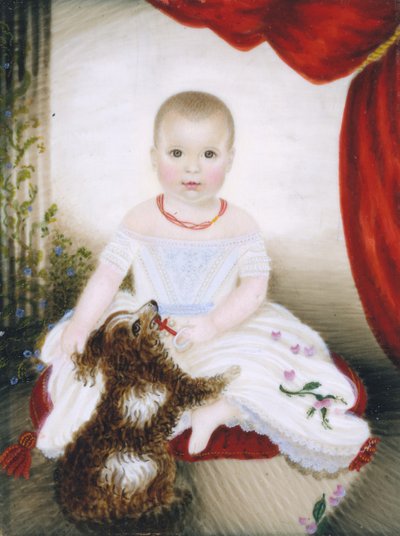 Bébé avec Hochet et Chien, 1842 - Clarissa Peters