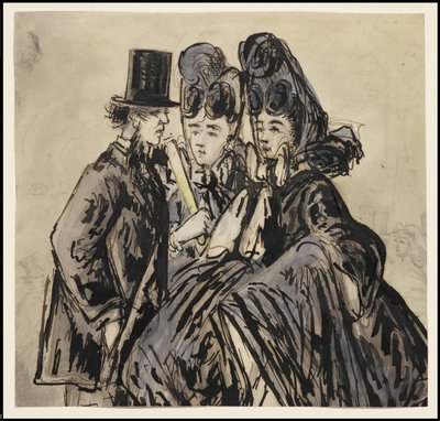 Un gentleman et deux dames, années 1860 - Constantin Guys