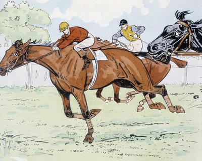 Chevaux de course - dessin par Thelem - E. Thelem