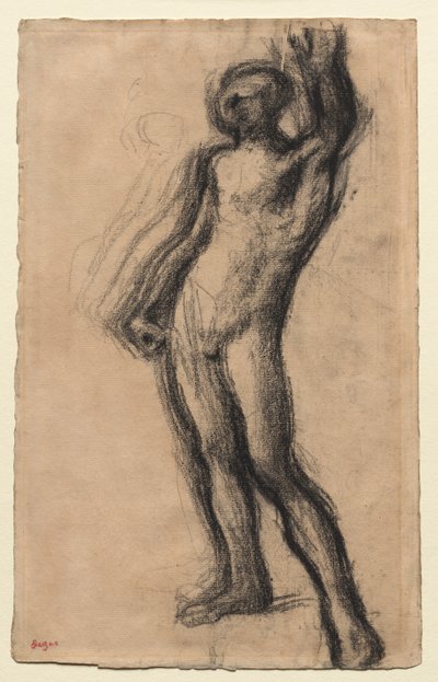 Homme nu debout, avec la main gauche levée - Edgar Degas