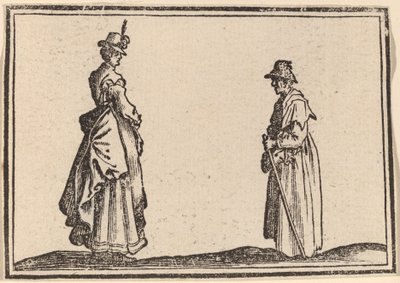 Deux femmes de profil - Edouard Eckman after Jacques Callot