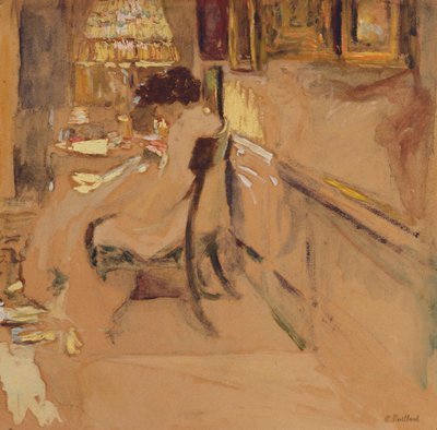 Madame Hessel cousant sous la lampe - Edouard Vuillard