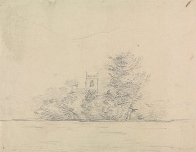 Paysage avec église - Edward Francis Burney