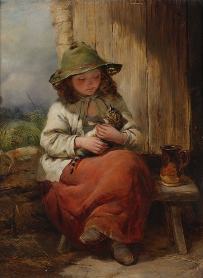 Enfant avec chaton - Edward John Cobbett