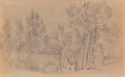 Paysage avec église - Edward Pretty