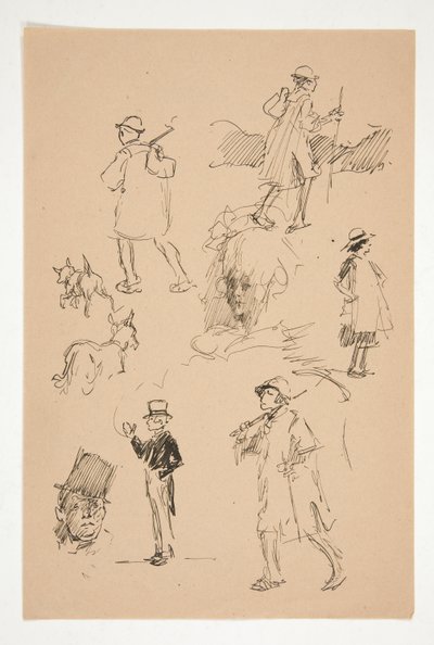 Feuille de croquis de figures campagnardes - Edwin Austin Abbey