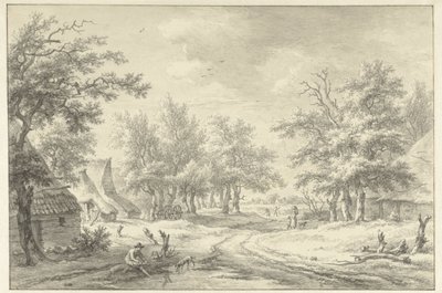 Paysage avec quelques fermes et figures - Egbert van Drielst