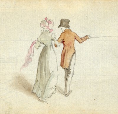 Un couple se promenant, vers 1825 - English School