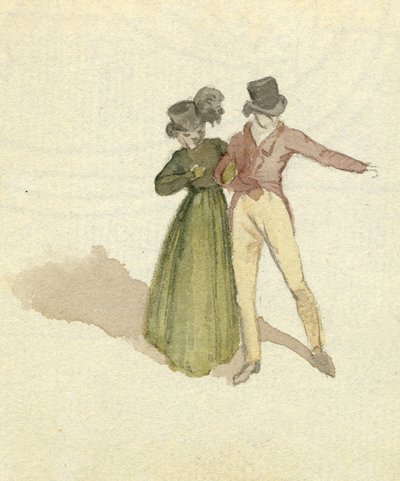 Un couple se promenant, vers 1825 - English School