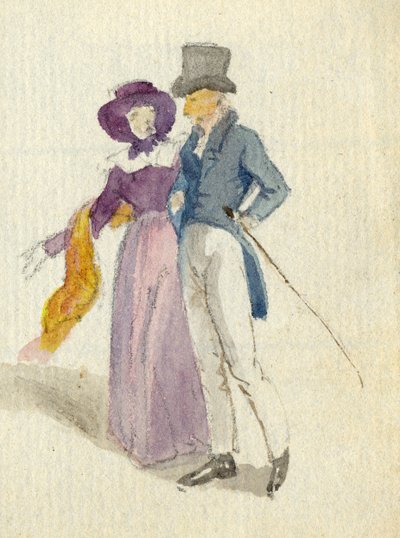 Un couple se promenant, vers 1825 - English School