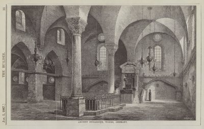 Ancienne Synagogue, Worms, Allemagne (gravure) - English School