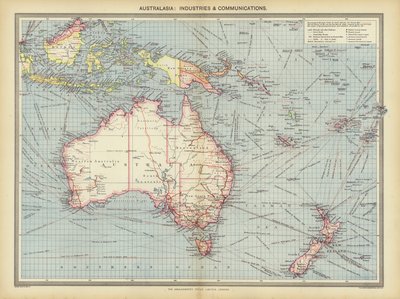 Australasie, industries et communications (lithographie en couleur) - English School