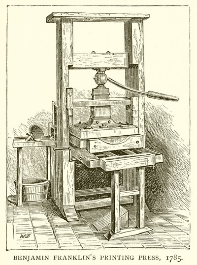 Presse à imprimer de Benjamin Franklin, 1785 - English School