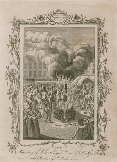 Brûlage des martyrs à Smithfield - English School