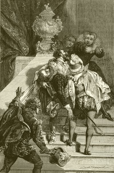 Henri IV blessé, emmené au Louvre - English School