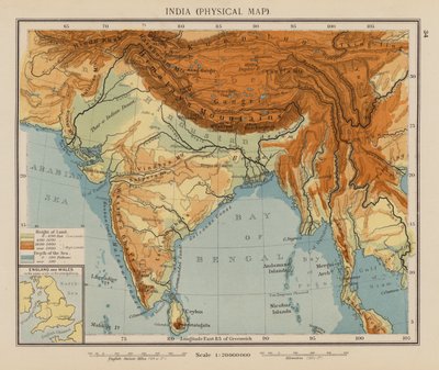 Inde, carte physique - English School