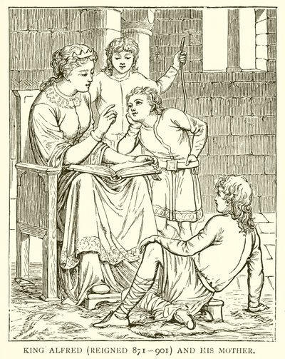 Le roi Alfred (règne 871-901) et sa mère - English School