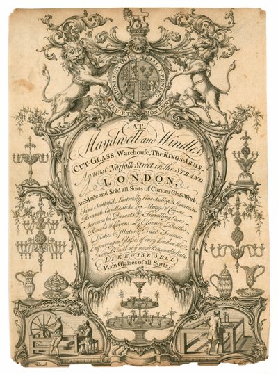 Maydwell et Windle, entrepôt de verre taillé, carte de visite - English School