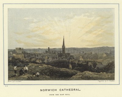 Cathédrale de Norwich, depuis East Hill - English School