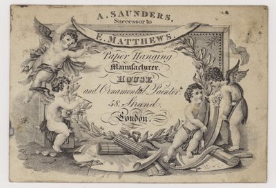 Fabricants de papier peint, A Saunders, carte de visite - English School