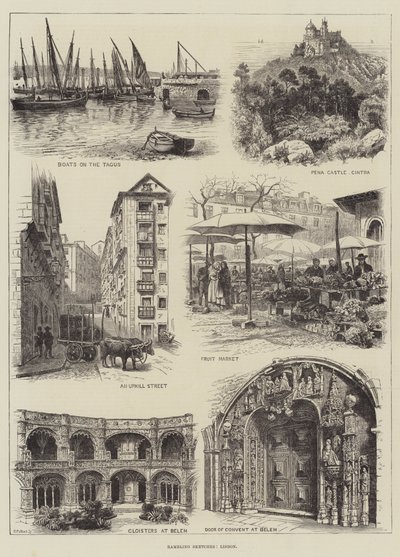 Croquis en vadrouille, Lisbonne (gravure) - English School