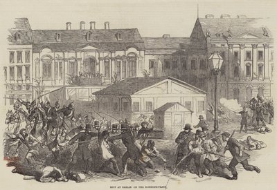 Émeute à Berlin sur la Domhofs-Platz (gravure) - English School