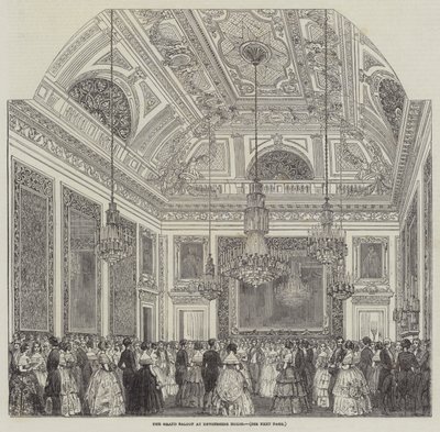 Le grand salon de Devonshire House (gravure) - English School