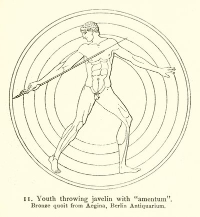 Jeune lançant un javelot avec amentum - English School