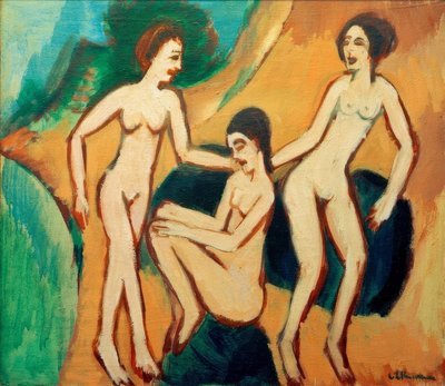 Trois baigneurs sur la plage - Ernst Ludwig Kirchner