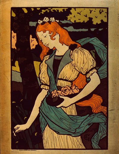 Femme cueillant des fleurs, 1917 - Eugene Grasset