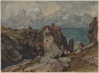 Falaises au bord de la mer à Cézembre, Bretagne - Eugene Isabey