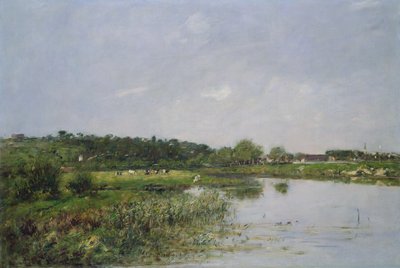 Au bord de la rivière à La Touques - Eugene Louis Boudin