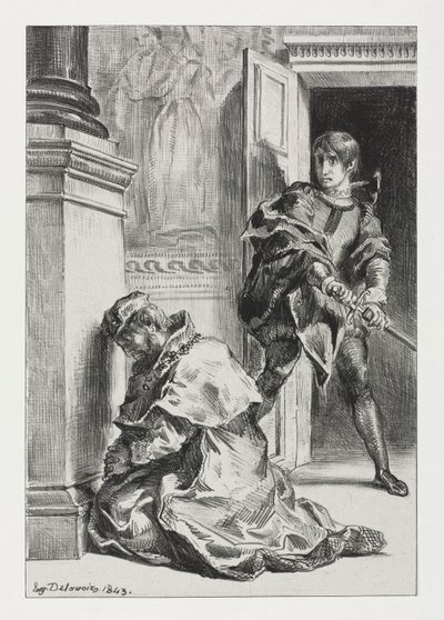 Hamlet : Hamlet tente de tuer le roi - Eugène Delacroix