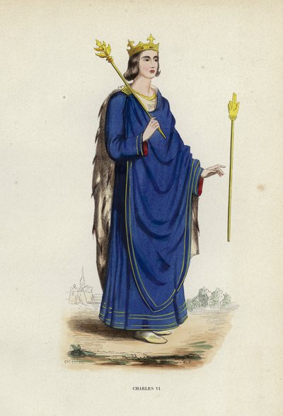 Charles VI (gravure en couleur) - European School