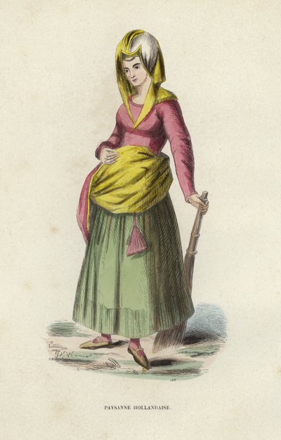 Paysanne Hollandaise (gravure en couleur) - European School