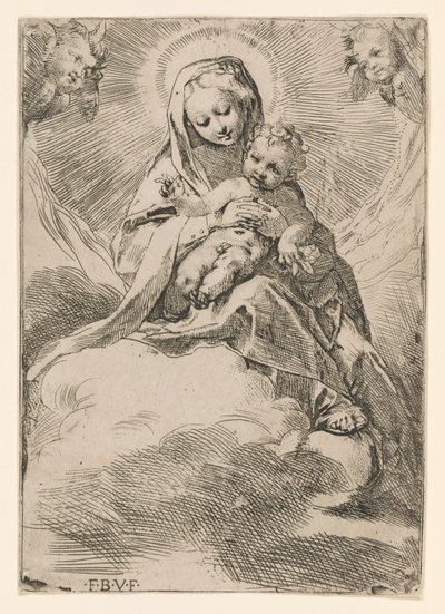 Vierge et enfant dans les nuages - Federico Barocci