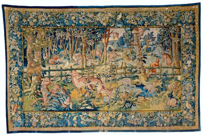 Forêt avec animaux exotiques (textile) - Flemish School