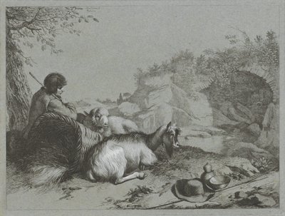 Berger avec mouton et chèvre - Francesco Londonio