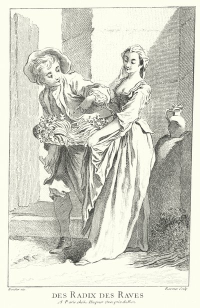 Vendeur de radis et de navets (gravure) - Francois (after) Boucher