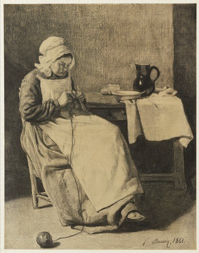 Servante tricotant, 1861 - François Bonvin