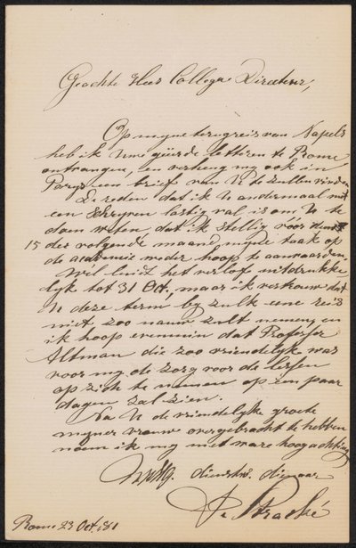 Lettre à August Allebé - Frans Stracké