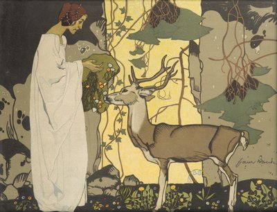 Fille avec un cerf - Franz Wacik