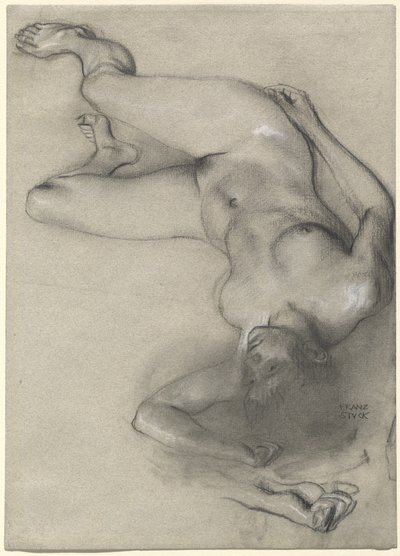 Femme nue allongée sur le sol - Franz von Stuck