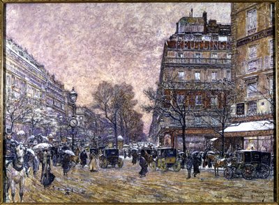 Carrefour Cardinal Lemoine avec neige, Paris - Frederic Anatole Houbron