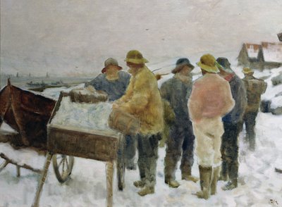 Pêcheurs autour du chariot de harengs - Fredrik Kolstoe