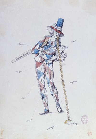 Caricature satirique des émigrés aristocratiques français, vers 1792 - French School